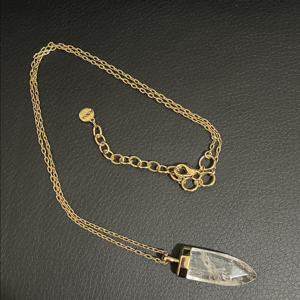 Stella & Dot Gold Chain Necklace with Crystal Pendant